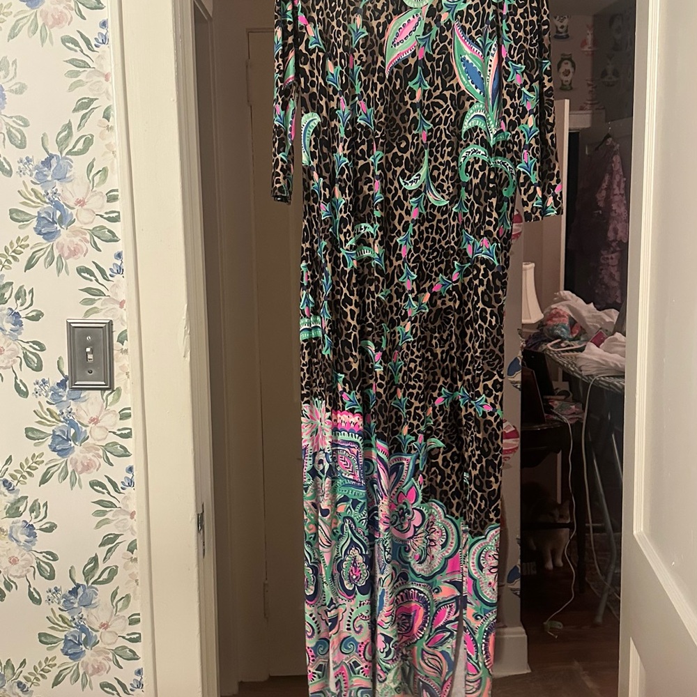 Leopard and Paisley Maxi Dress Lilly Pulitzer sz M